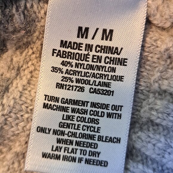 Aeropostale Wool Blend Button Up Gray Patterned V Neck Cardigan Size Medium - Picture 7 of 7